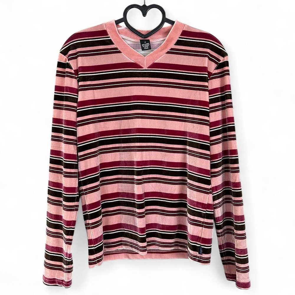 Levi’s Pink and black striped long sleeve velvet shirt